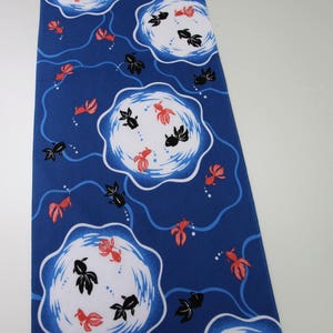 Tela tenugui de pez dorado japonés, tela kingyo kawaii, algodón tenugui rojo y negro de pez dorado japonés, tissu japonais, tela de panel noren imagen 2