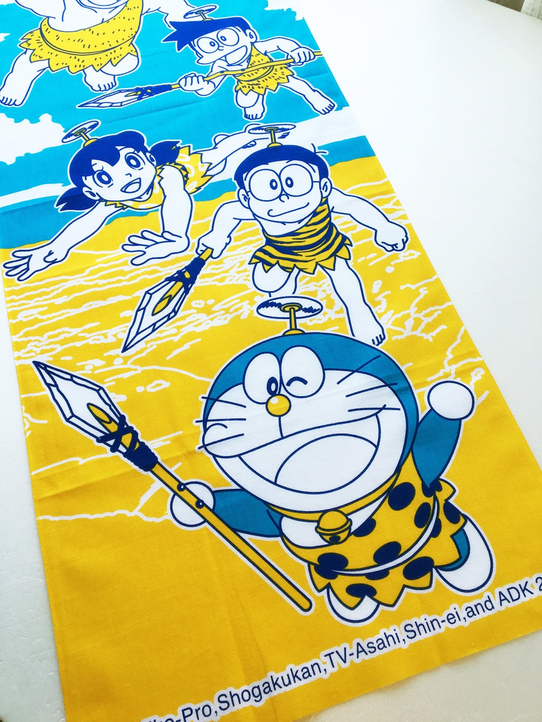 Doraemon Japan Anime Wall Decor Japanese Tenugui Yellow Etsy