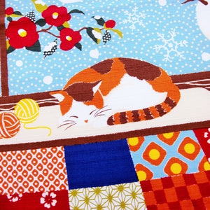 Furoshiki fabric japanese cat Tea towel, wrapping cloth cat fabric, kawaii fabric, japanese yukata, kimono fabric, japanese tenugui image 4