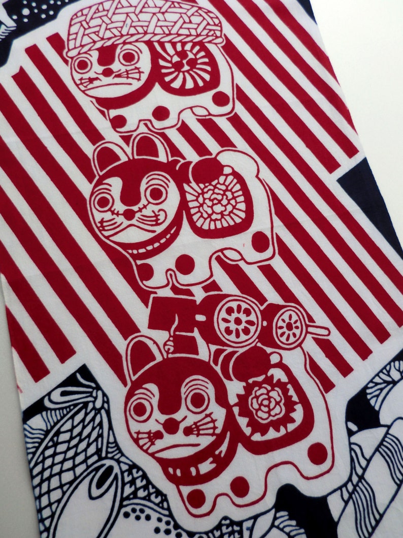 Japanese Dog Fabric Tenugui Japanese Okinawa Dogs Cotton Etsy