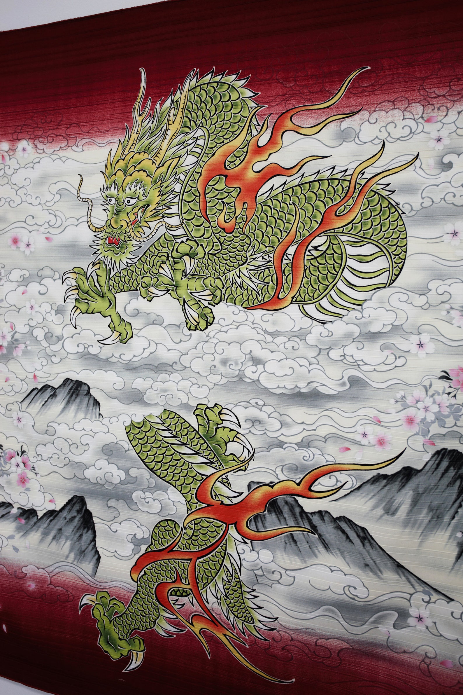Japanese Dragon Wall Fabric Panel, Wall Decoration Japanese Dragon