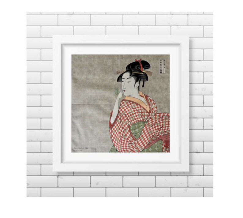 Geisha art print fabric Japanese geisha furoshiki fabric ukiyo e geisha cotton fabric Japanese traditional tattoo design maiko doll art