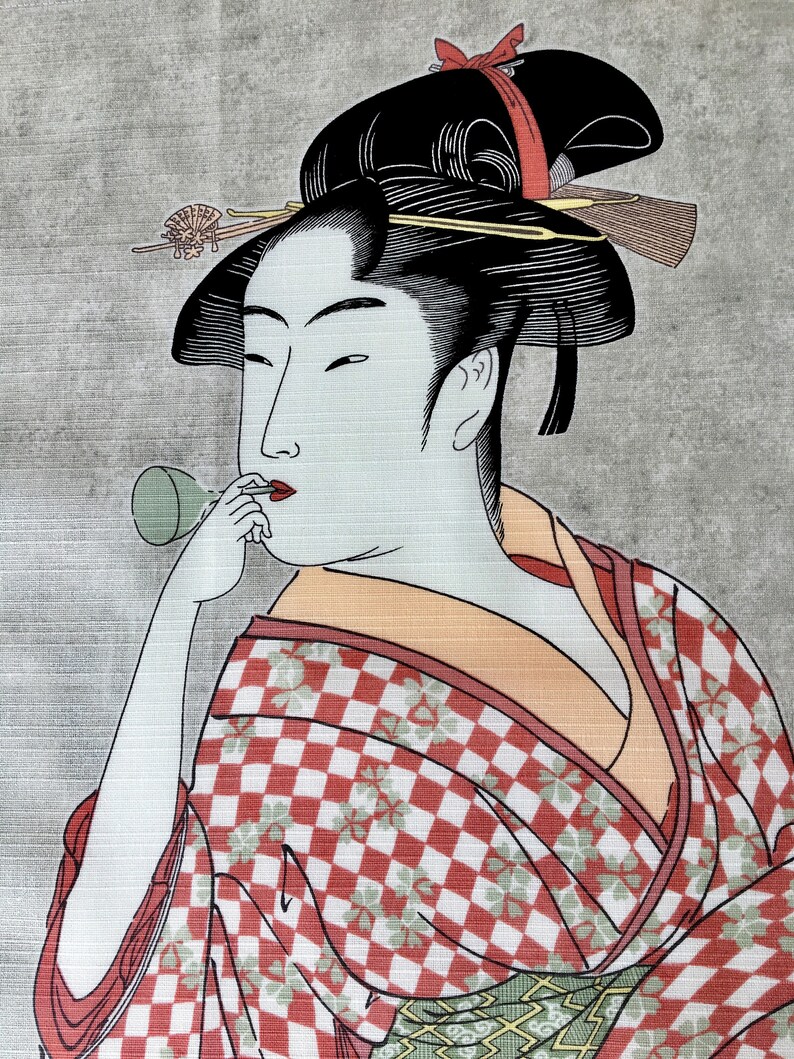 Geisha art print fabric Japanese geisha furoshiki fabric ukiyo e geisha cotton fabric Japanese traditional tattoo design maiko doll art