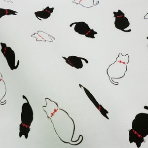 Blake and white cats Japanese Tenugui cat fabric, maneki neko cats, Japanese fabric, cute fabric, cat tea towel, cat lovers kawaii fabric