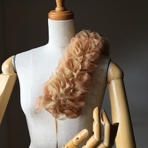 Ruff de cuello de encaje de organza marfil, gargantilla de ruff burlesque, ruffs de traje isabelino, cuello alto con volantes para bodas, ruffs en capas de la era Tudor imagen 6