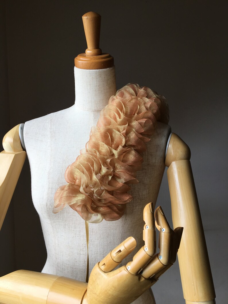 Ruff de cuello de encaje de organza marfil, gargantilla de ruff burlesque, ruffs de traje isabelino, cuello alto con volantes para bodas, ruffs en capas de la era Tudor imagen 6