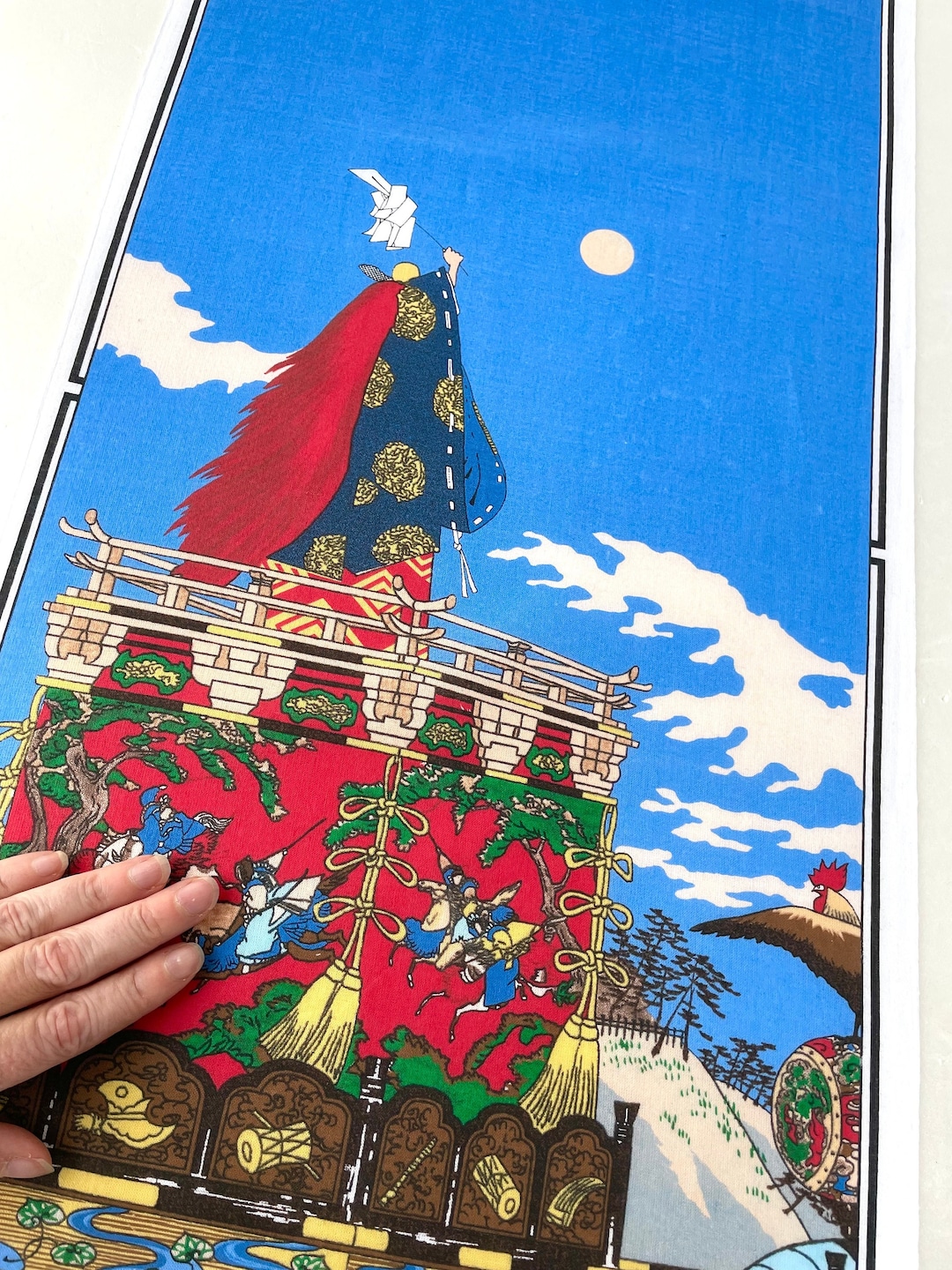 Japanese Matsuri Tenugui Fabric, Kanda Matsuri Festival, Martial Arts