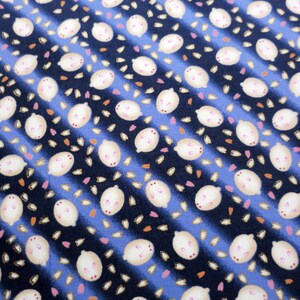 Bunny fabric japanese cotton fat quarter, blue rabbit fabric, quilt decoration, tenugui japanese kawaii fabric image 3