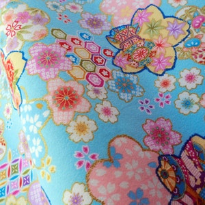 Japanese blue floral fabric fat quarter, made in japan fabric by yard, quilt decoration japanese fabric, kawaii fabric, tenugui fabric