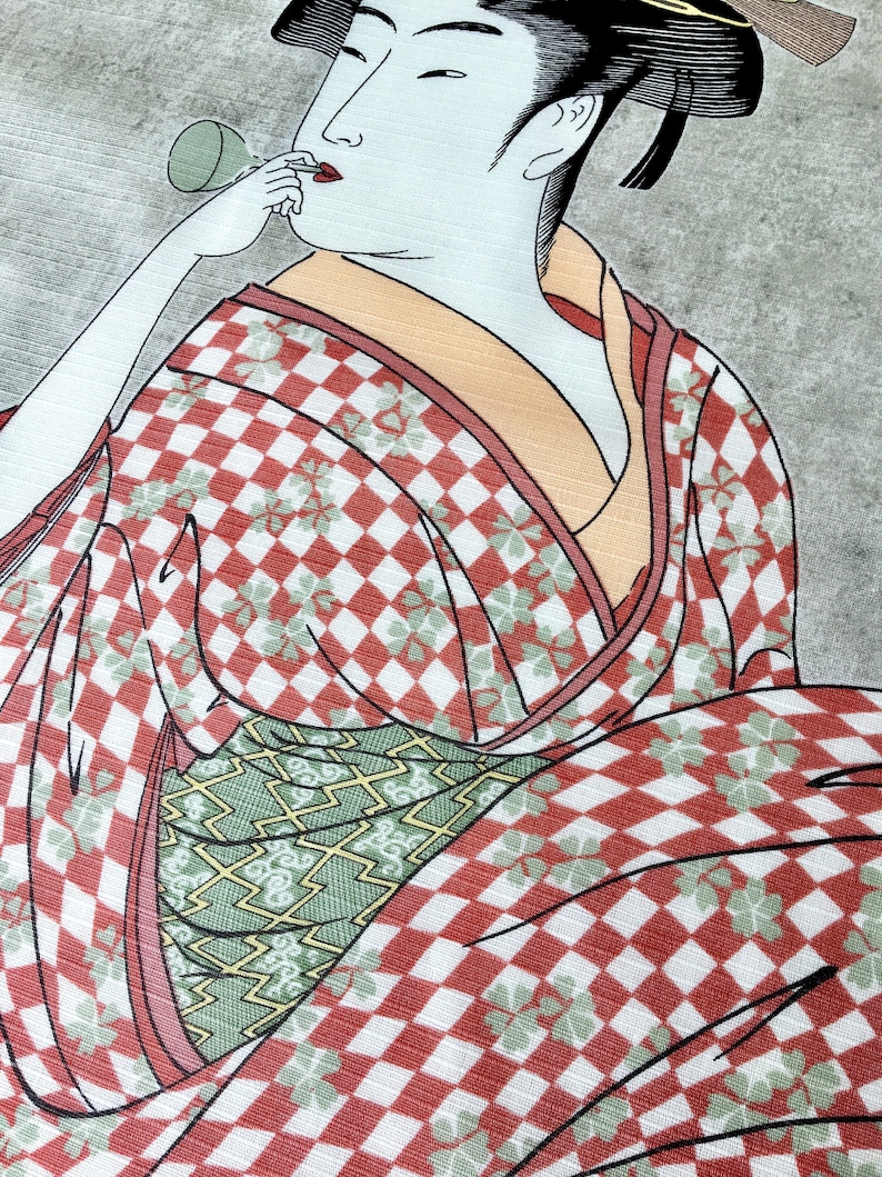 Geisha art print fabric Japanese geisha furoshiki fabric ukiyo e geisha cotton fabric Japanese traditional tattoo design maiko doll art