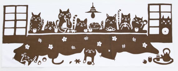 Chats De Neko De Maneki Tissu Japonais De Tenugui Chats Sous Etsy Chats De Neko De Maneki Tissu Japonais De Tenugui Chats Sous Etsy