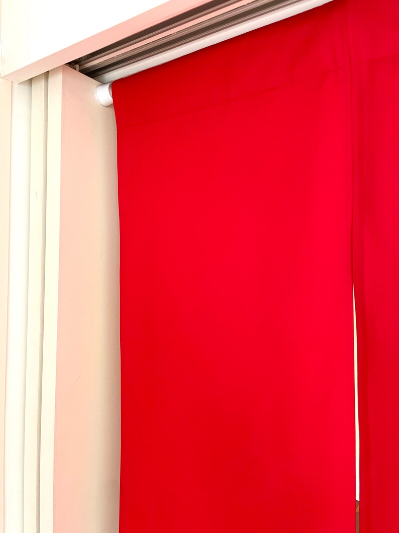 Japanese red noren curtain, 3 panels red doorway noren, window japan curtain, wall fabric panel, red cotton curtain tissue, red tapestry image 4