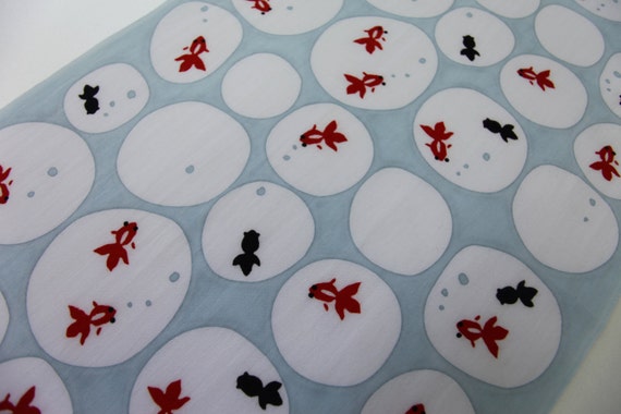 Tissu tenugui japonais poisson rouge kawaii, et noir, tissu kingyo kawaii, rouge tenugui japonais coton, tissu de kimono, yukata tissu, couette tissu d19872 Tissu tenugui japonais poisson rouge kawaii, et noir, tissu kingyo kawaii, rouge tenugui japonais coton, tissu de kimono, yukata tissu, couette tissu d19872