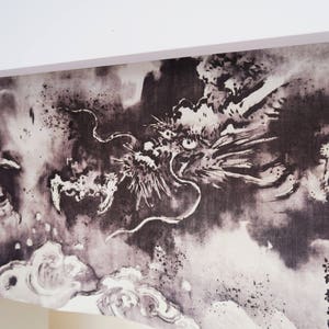 Noren de dragón hecho de tenugui japonés, tela de cortina noren para niños, noren de tejido de dragón para artes marciales, noren de dragón para puertas, tapiz de dragón imagen 5