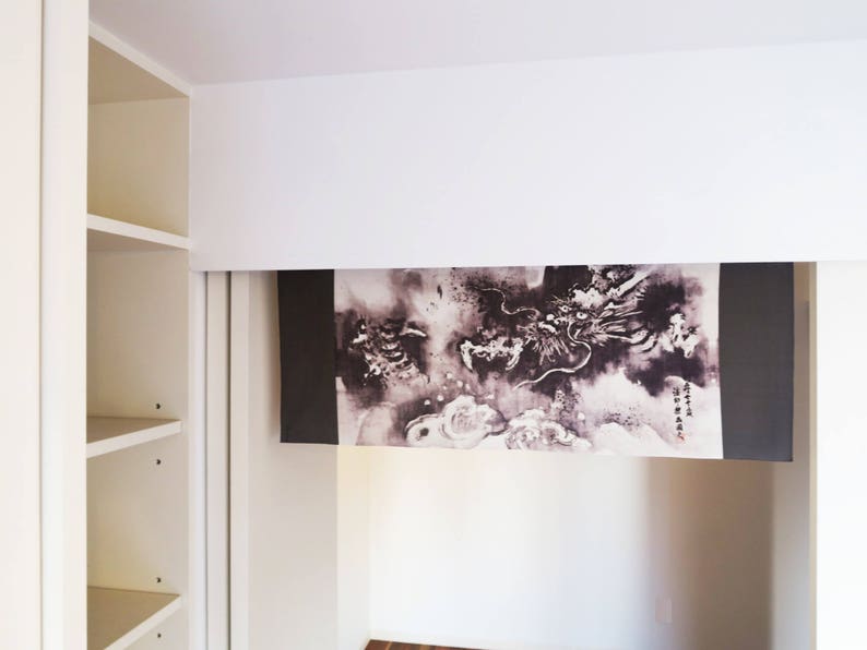 Noren de dragón hecho de tenugui japonés, tela de cortina noren para niños, noren de tejido de dragón para artes marciales, noren de dragón para puertas, tapiz de dragón imagen 8
