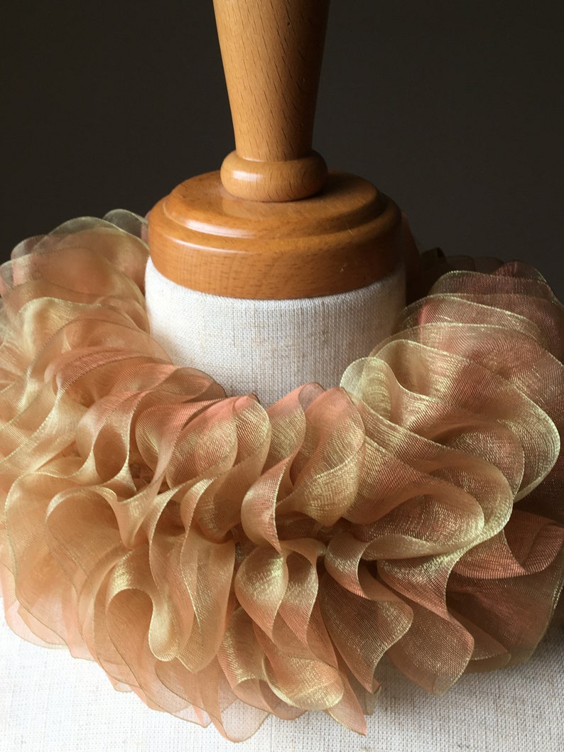 Ruff de cuello de encaje de organza marfil, gargantilla de ruff burlesque, ruffs de traje isabelino, cuello alto con volantes para bodas, ruffs en capas de la era Tudor imagen 8