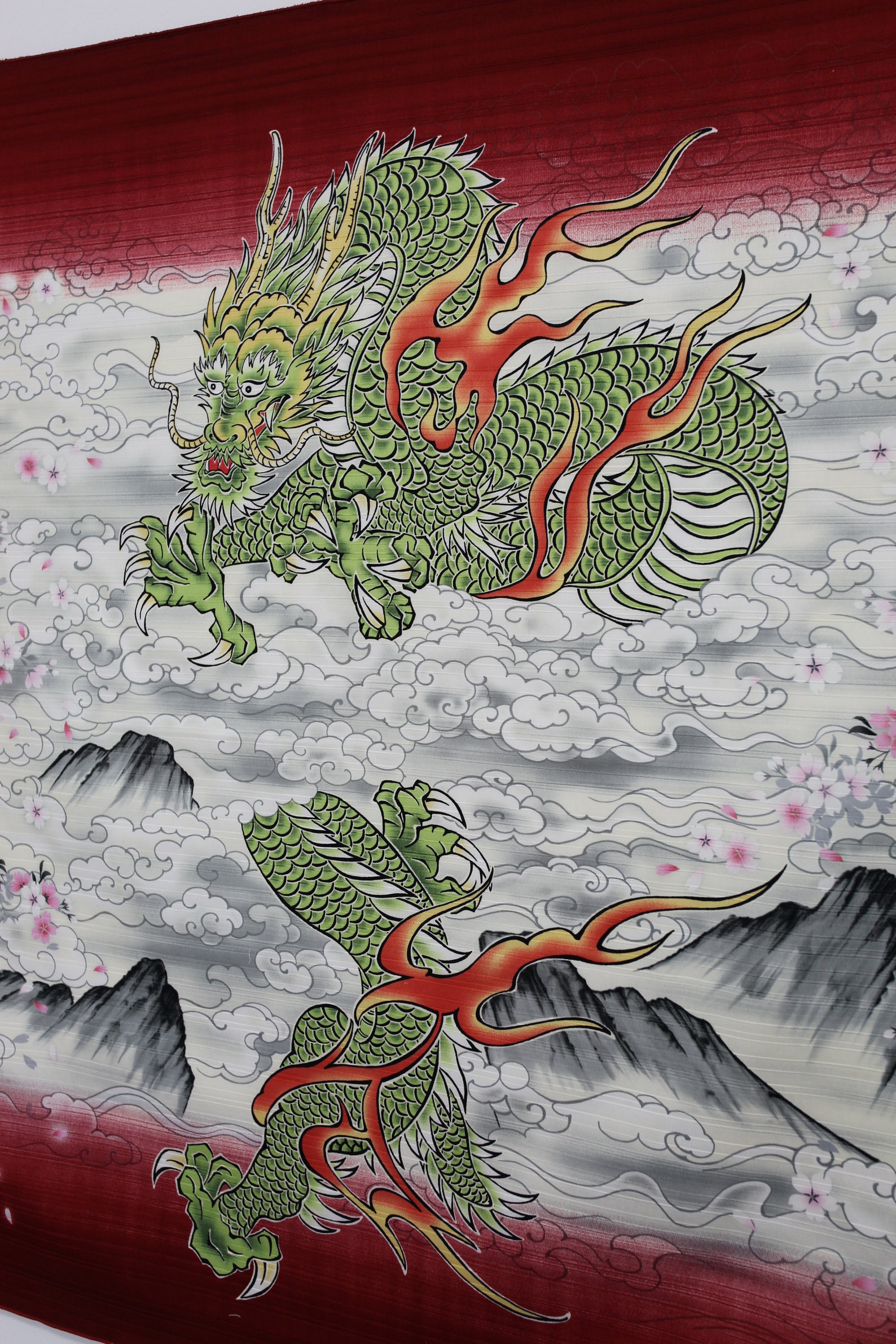 Japanese Dragon Wall Fabric Panel, Wall Decoration Japanese Dragon