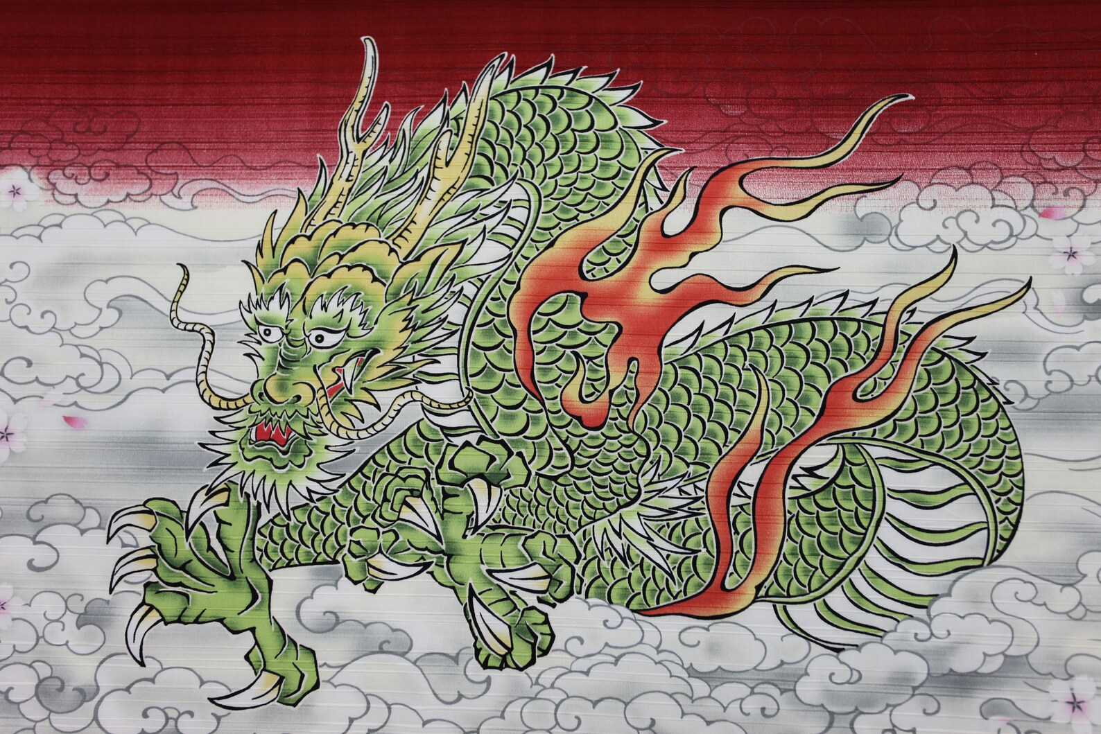 Japanese Dragon Wall Fabric Panel, Wall Decoration Japanese Dragon