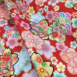 Japanischer roter Blumenstoff Fat Quarter, made in japan stoff bulk stock, Quilt Dekoration japanischer Stoff, kawaii Stoff, Yukata Baumwollstoff