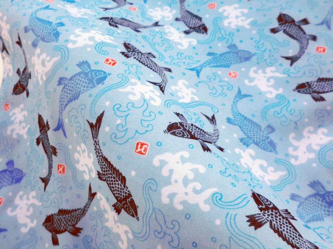 Blue Carp Japan Tenugui Fabric Gauze Tenugui Japanese Koi - Etsy