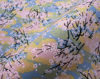 Japanese fabric grey light purple cherry blossom cotton cotton half a yard, quilt decoration tenugui japanese flowers cotton fabric,