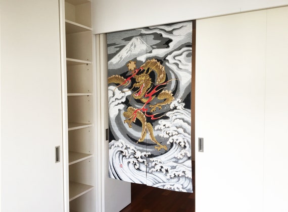 Japanese Dragon Noren Curtains Order Made Curtain Doorway Etsy