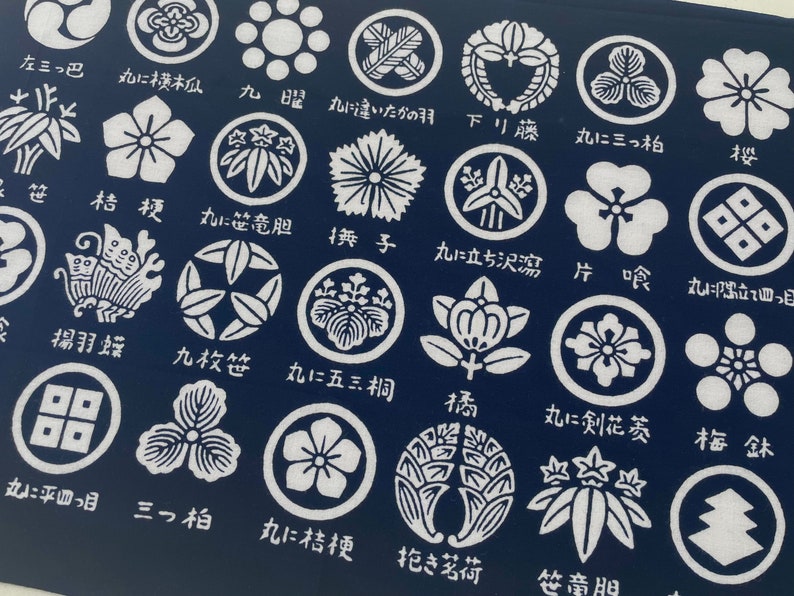 Japanese Kamon Tenugui Fabric, Japanese Traditional Family Crests ...