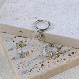 Silver Earring Set, 3 Piece Mix Match Earrings, Crystal Stud and Hoop Earrings, Minimalist Ear Stack Jewelry Gift for Her