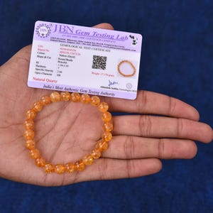 Quartz  Yellow Round Beaded Bracelet – Stretch Elastic Wrist Band"