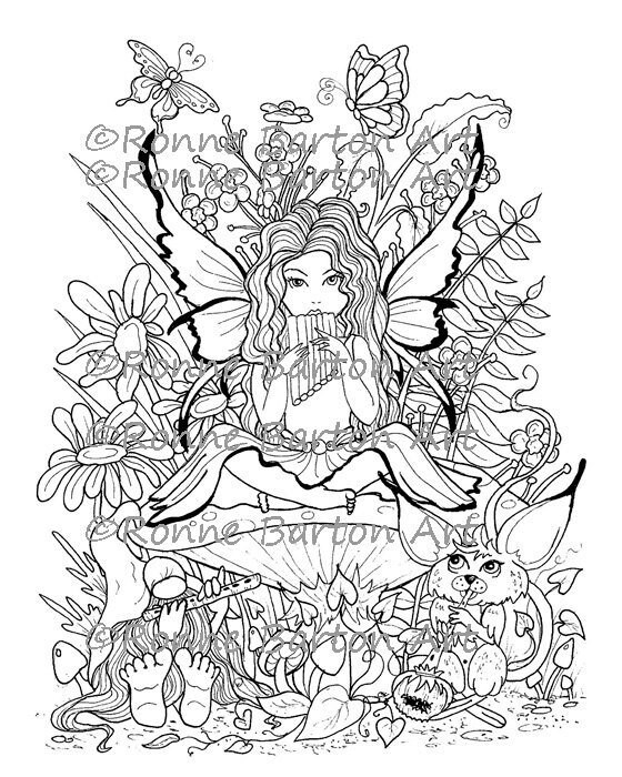 Download A Magic Garden Coloring Page Printable Fairy Big Eye | Etsy