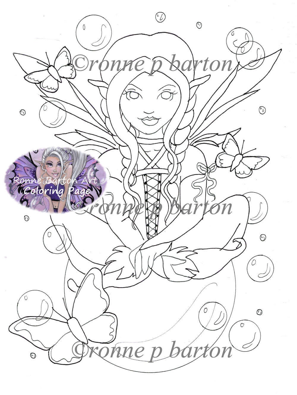 The Blue Fairy Coloring Page Printable Faery Big Eye | Etsy