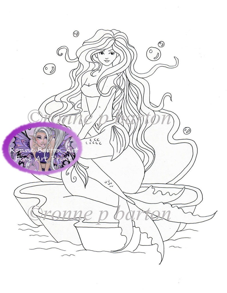 Guardian Of The Pearl Mermaid Coloring Book Page Etsy - Guardian Of The Pearl Mermaid Coloring Book Page Etsy