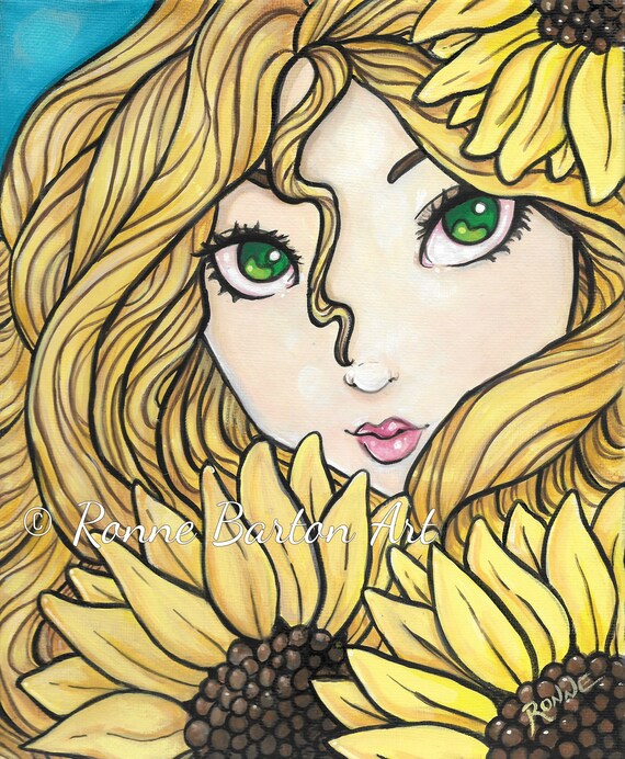Fairy w// Butterfly Mask gothic big eye art CANVAS PRINT