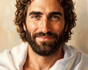 Pintura al óleo de Jesús. Arte cristiano.