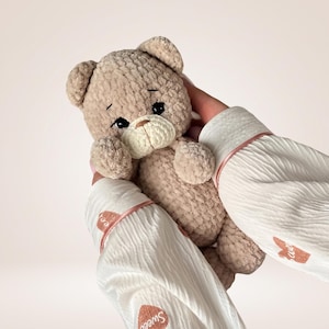 Teddy Bear Crochet Pattern PDF, Scamp Bear Amigurumi Tutorial, Chunky Chenille Plush Toy, Baby Shower Gift Crochet