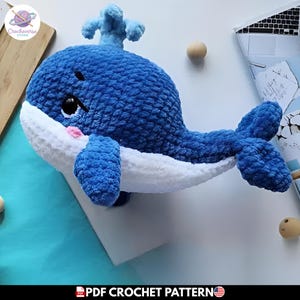 Blue Whale Crochet Pattern PDF, Ocean Creature Amigurumi Tutorial, Chunky Plush Whale Pattern, Sea Nursery Toy, Easy Nautical Stuffed Animal
