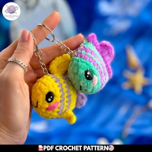 Crochet Fish Keychain Pattern, Amigurumi Fish Pattern PDF, Velvet Yarn Keychain Crochet, Small Quick Crochet Projects, No Sew Amigurumi