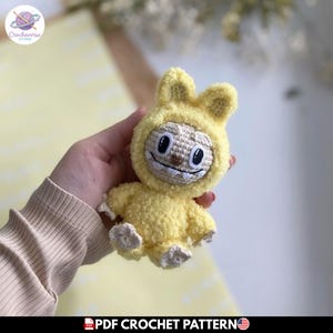 Labubu Inspired Amigurumi Pattern, Kawaii Smiling Monster Ugly Labubu Plushie, Pop Mart Fan Gift, Art Toy Crochet Guide, Cute Bunny Doll PDF