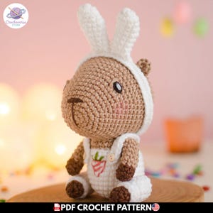 Cute Stuffed Capybunny Crochet Pattern PDF, Easy Capybara Amigurumi Toy Tutorial for Beginners, Easter Creature Small Amigurumi Plush DIY