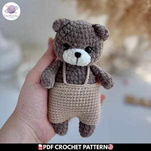 Yogi Teddy Bear Crochet Pattern PDF, Amigurumi Plush Toy Tutorial, Beginner Velvet Yarn Stuffy, Woodland Nursery Decor, DIY Baby Gift