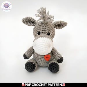 Crochet Donkey Pattern, Amigurumi Donkey PDF, Mini Donkey Plush Tutorial, Cute Eeyore Inspired Plushie, Small Stuffed Animal DIY, Gift