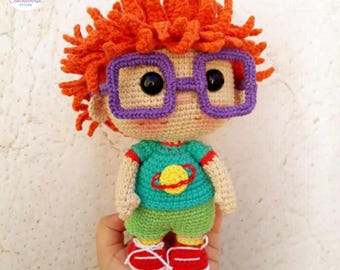 90s Cartoon The Rugrats Carlitos Baldosa Crochet Pattern, Chuckie Finster Inspired Plush Doll, Retro Nostalgic Geeky Collectible Amigurumi