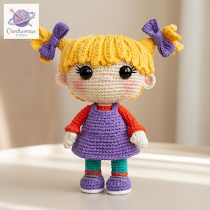 90s Nostalgia Angelica Pickles Amigurumi Pattern, The Rugrats Inspired Plush Tutorial, Retro Cartoon Character Doll, Cute Pigtail Girl Toy
