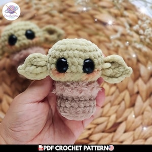 Baby Yoda Crochet Pattern, Amigurumi Teddy Bear PDF, Alien Keychain Tutorial, Sci Fi Movie Plushie, Chunky Velvet Space Nursery Gift