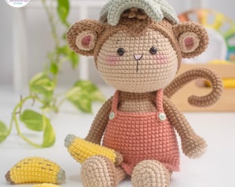 Marcel the Monkey Crochet Pattern Amigurumi PDF, Cute DIY Animal Plushie Tutorial, Beginner Stuffed Monkey Toy Pattern, Digital Download