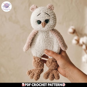 Snuggler Owl Lovey Crochet Pattern, Amigurumi Cute Owl Security Blanket, Crocheted Baby Comforter for Newborn, Cuddly Snuggie English PDF