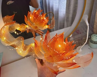 Handmade Lotus Flower Fairy Wand Light, Floating LED Lotus Lamp, Fantasy Fairy Costume Accessory, Hanfu Decor, Wedding Photoshoot Prop Gift