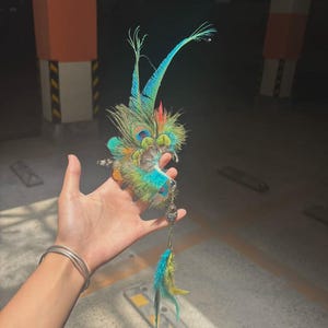 Handgemaakte Azteekse verenoormanchet, Peacock Tribal Festival-sieraden, statement oorwarmer