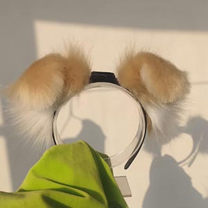 Handmade Electric Puppy Ears Headband, Moving Dog Ears with Removable Ear Covers, Rechargeable Touch Sensor Cosplay Ears