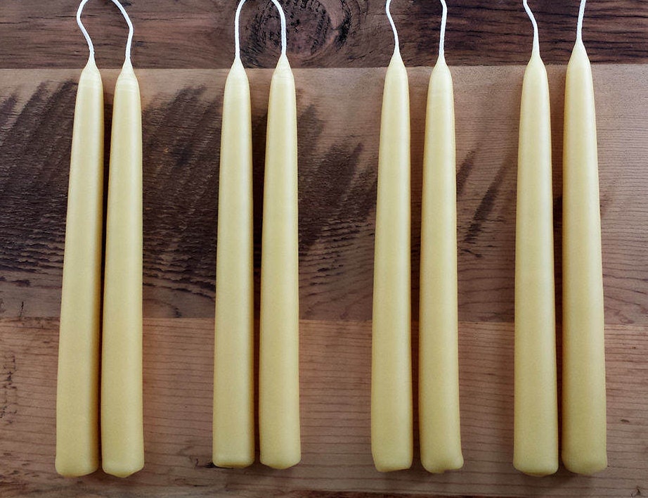 8 Handdipped Beeswax Taper Candles Standard 3/4 inch Etsy
